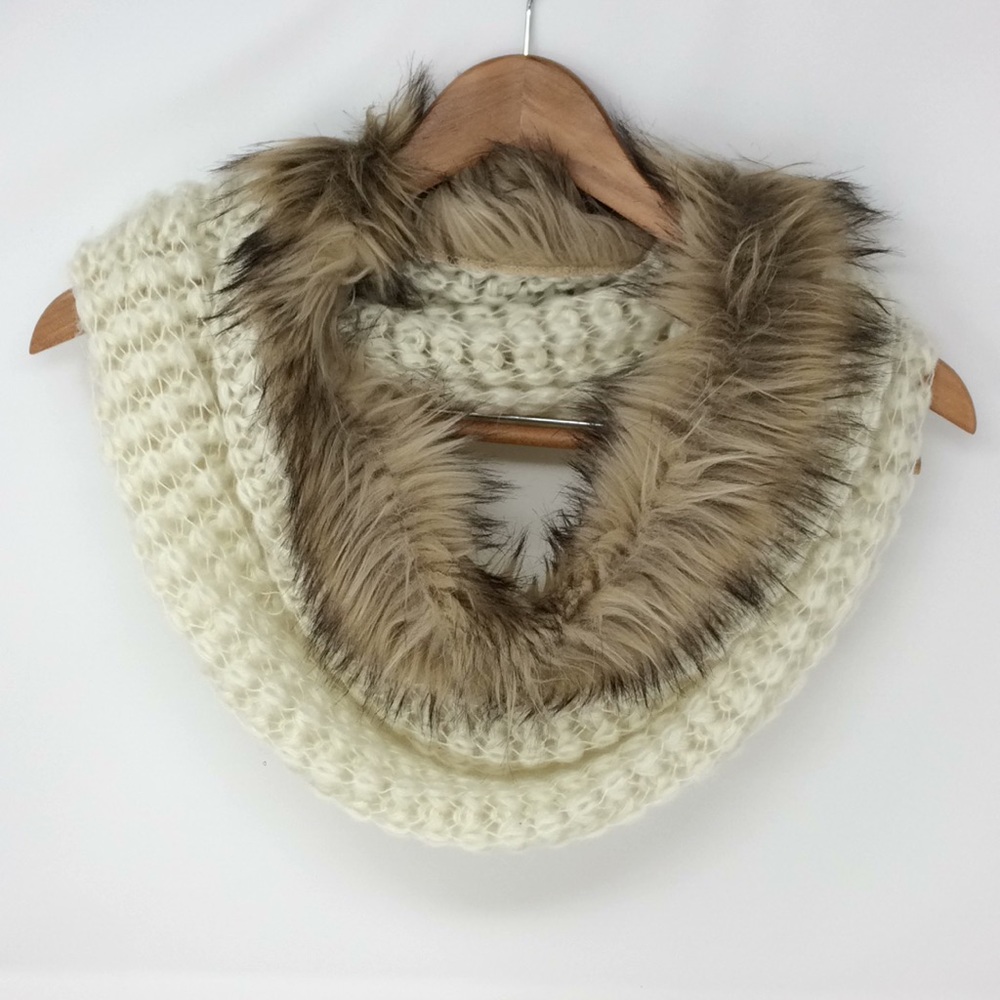 Faux fur knit infinity scarf